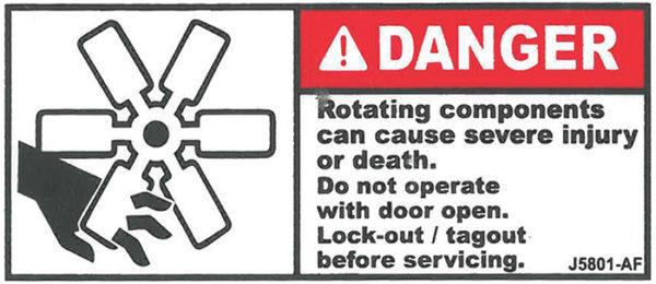 Decal, JetGo, DANGER: Rotating Components Can Cause Severe Injury or Death, 3? x 1.375