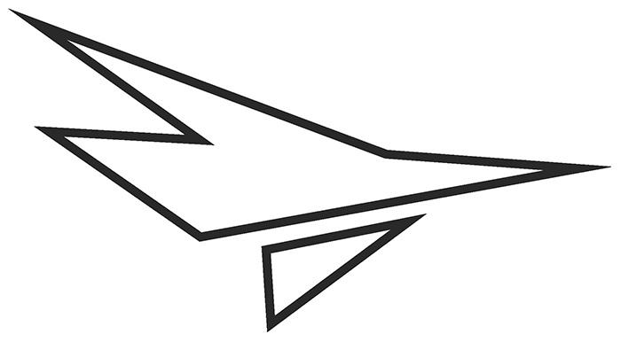 Decal, JetGo, Big Airplane Outline Black (right side), 9.125? x 5