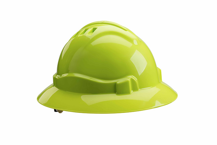 Gateway Safety Serpent® Hi-Viz Lemon Shell Full Brim Ratchet Suspension Unvented Hard Hat  - 10 Pack