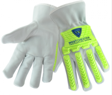 West Chester Hi-Viz TPR Protected Insulated Cowhide Leather Driver Gloves