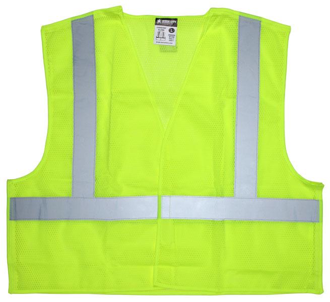 MCR Safety Class 2 Break Away ANSI Lime Mesh Hook & Loop Safety Vest