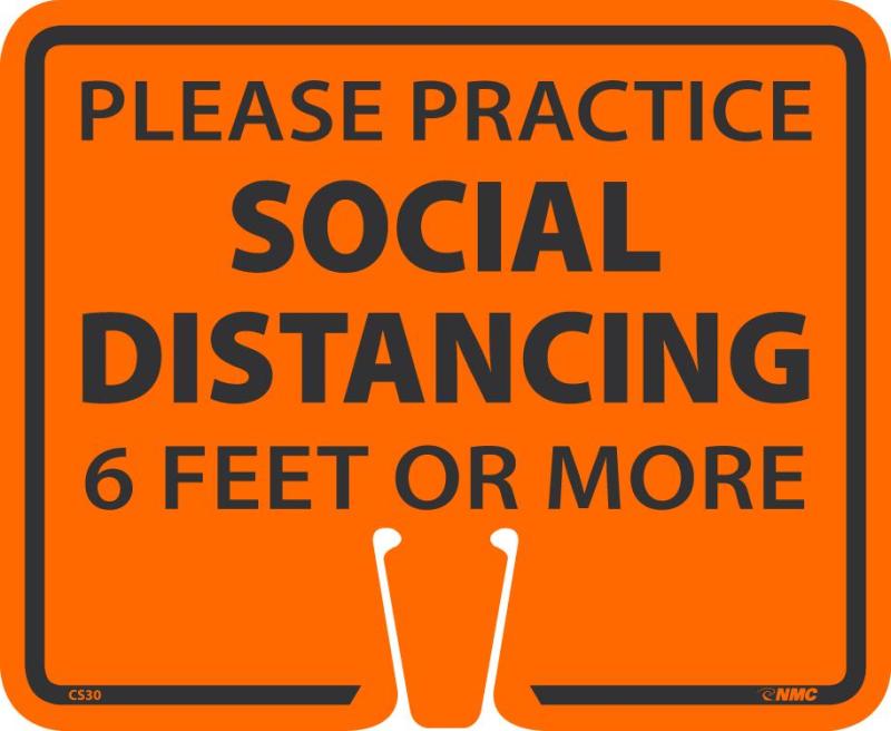 SOCIAL DISTANCING CONE SIGN, ORANGE