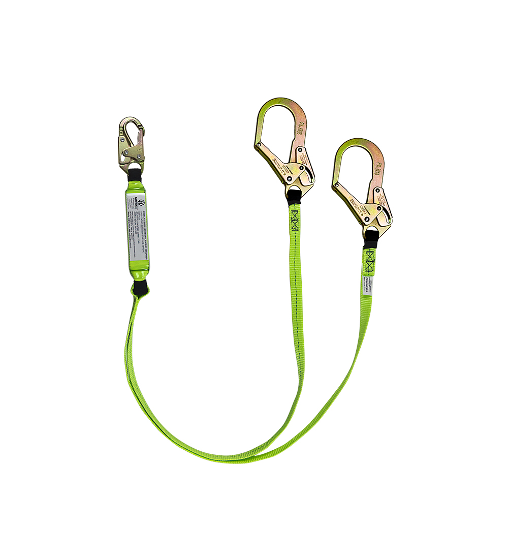 SafeWaze 6’ Dual-Leg Energy Absorbing Lanyard w/ Rebar Hooks