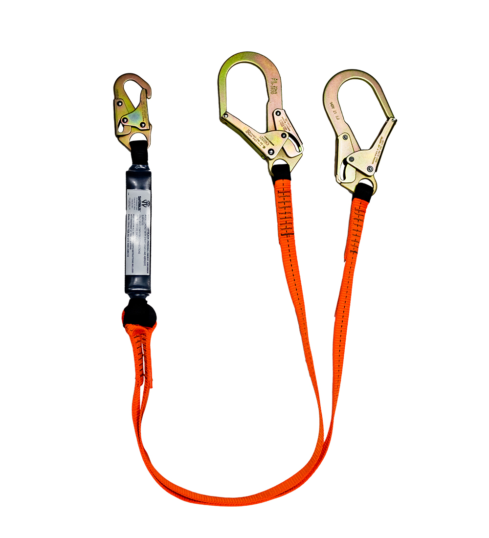 SafeWaze V-Line 6’ Dual-Leg Energy Absorbing Lanyard w/ Rebar Hooks