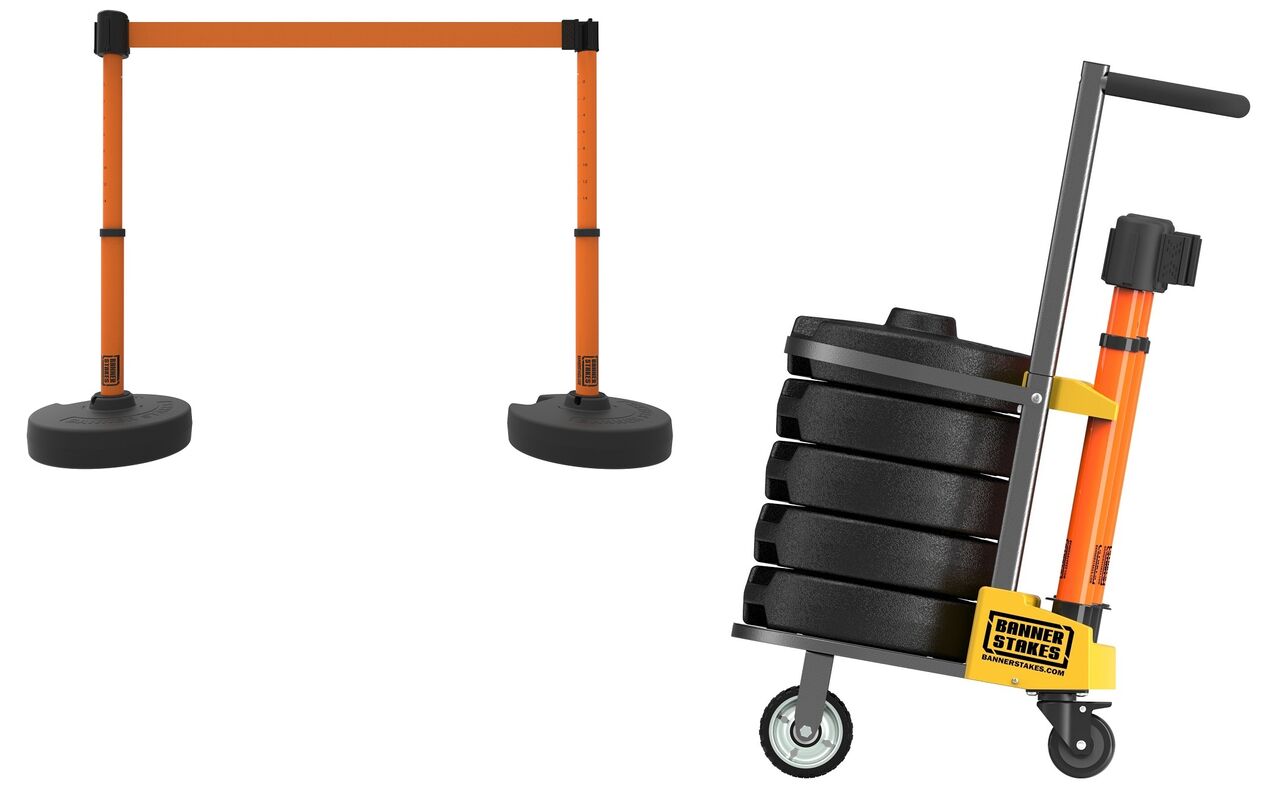 Banner Stakes Plus Cart Package With Blank Orange Banner