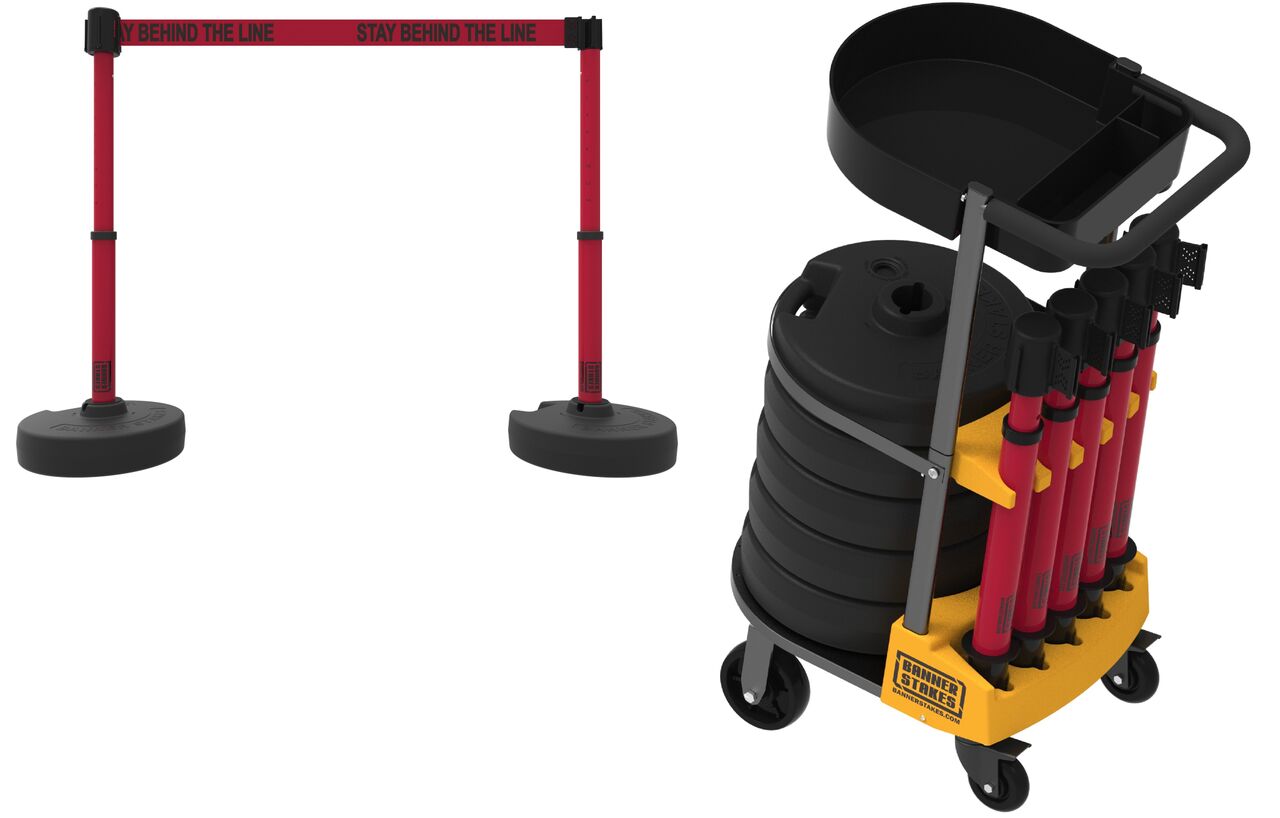 Banner Stakes Plus Cart Package With Tray & Red 