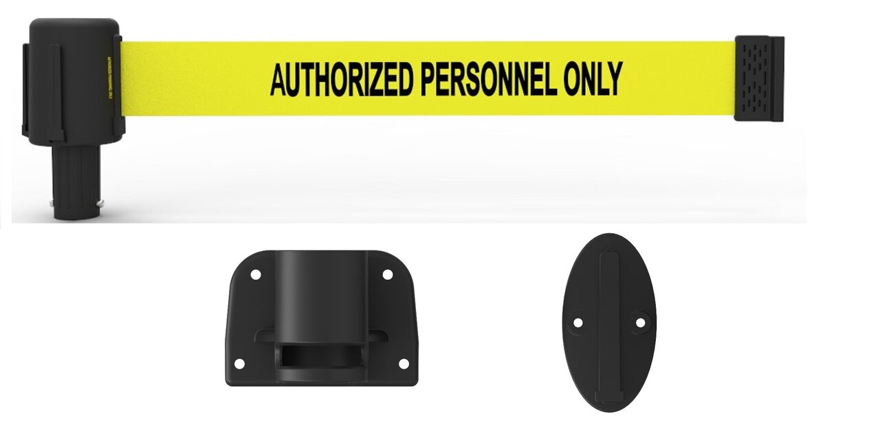 Banner Stakes Plus Wall Mount System With Yellow "Authorized Personnel Only" Banner