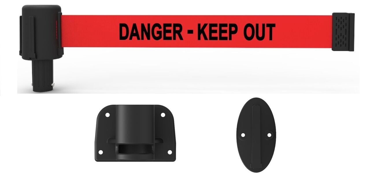 Banner Stakes Plus Wall Mount System With Red "Danger - Keep Out" Banner