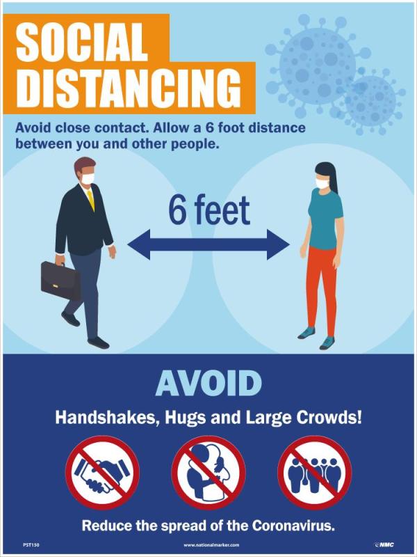 SOCIAL DISTANCING AVOID CLOSE CONTACT POSTER