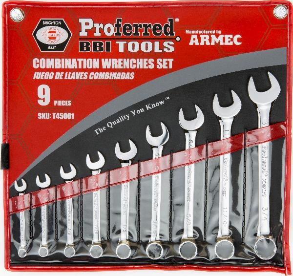 Proferred  9 Pieces Combination Wrenches Set (1/4” - 3/4”)