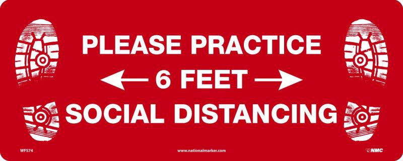 PRACTICE SOCIAL DIST. WALK ON FLOOR SIGN