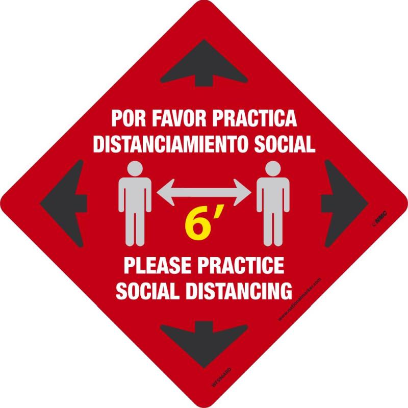 PRACTICE SOCIAL DISTANCING, RED, ENG/ESP