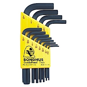 Bondhus 12236, Set 12 Hex L-Wrenches .050 - 5/16 - Short