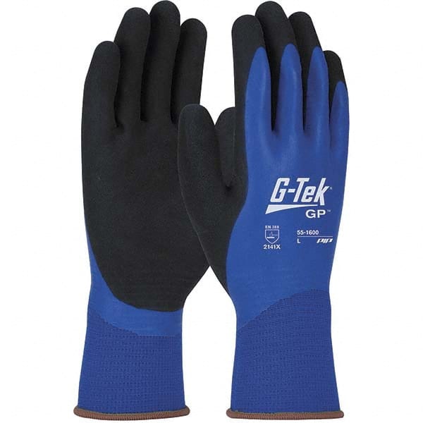 West Chester 13 Gauge Blue Polyester, Flat Latex, Sandy Latex Double Coated Gloves