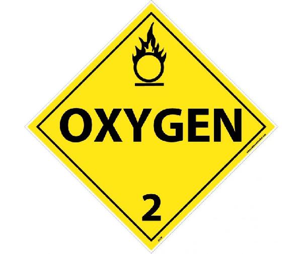 OXYGEN 2 DOT PLACARD SIGN