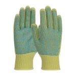 PIP Kut Gard® 7 Gauge Yellow Seamless Knit Cotton Plated Double Sided PVC Dot Dipped Kevlar Gloves - Medium Weight