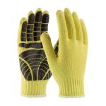PIP Kut Gard® 7 Gauge Yellow Seamless Knit PVC Tiger Paw Grip Kevlar Gloves - Medium Weight