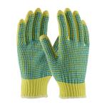 PIP Kut Gard® 7 Gauge Yellow Seamless Knit Double Sided PVC Dot Dipped Extended Cuff Kevlar Gloves - Medium Weight