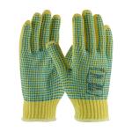 PIP Kut Gard® 7 Gauge Yellow Seamless Knit Double Sided PVC Dot Dipped Extended Cuff Kevlar Gloves - Heavy Weight