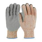 PIP Scrap King™ 7 Gauge Orange/Gray Split Cowhide Leather Palm Seamless Knit Kevlar Gloves