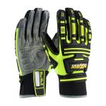 PIP Maximum Safety® Roustabout™ KV Hi-Vis Yellow Kevlar Lined Silicone Grip Synthetic Leather Safety Gloves