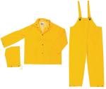 MCR Safety Classic Yellow 3 Piece .35mm PVC/Polyester No Fly Rain Suit Set