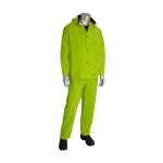 PIP Base35™ Hi-Vis Green Premium 0.35mm Three Piece PVC/Polyester/Corduroy Rain Suit Set