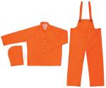 MCR Safety Classic Orange 3 Piece .35mm PVC/Polyester Rain Suit Set