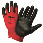 West Chester Zone Defense Black Polyurethane Palm Coated Red Nylon Gloves