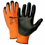 West Chester Zone Defense Black Polyurethane Palm Coated Orange HPPE Gloves