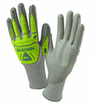 West Chester R2 Hi-Viz Yellow Gray PU Palm Coated Speckle Gray HPPE Gloves (TPR Protection)
