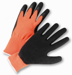 West Chester Hi-Viz Black Latex Coated Palm Orange String Knit Gloves