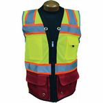 Premium Two Tone Surveyor Vest  - Red