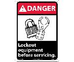DANGER LOCK OUT EQUIPMENT BEFORE SERVICING SIGN