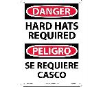DANGER HARD HATS REQUIRED SIGN - BILINGUAL