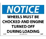 NOTICE WHEELS MUST BE CHOCKED SIGN