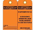 WARNING SIGNED BY & DATE TAG