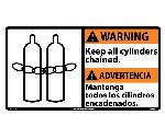 WARNING KEEP ALL CYLINDERS CHAINED SIGN - BILINGUAL
