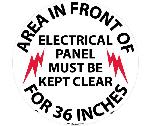 AREA IN FRONT OF ELECTRICAL PANNEL WALK ON FLOOR SIGN