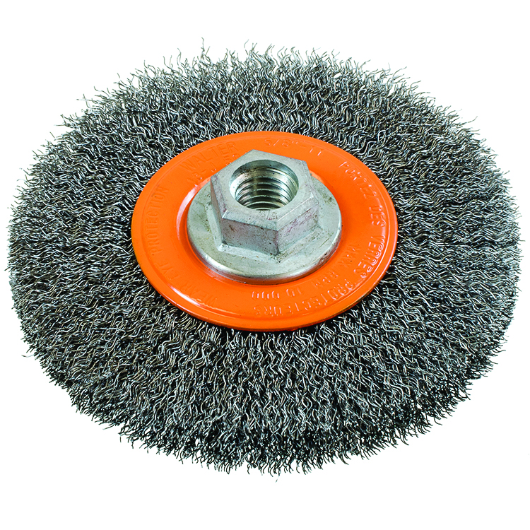 5 x 5/8 with steel wires - Wire wheel brush 5 of dia. by 5/8 thickness