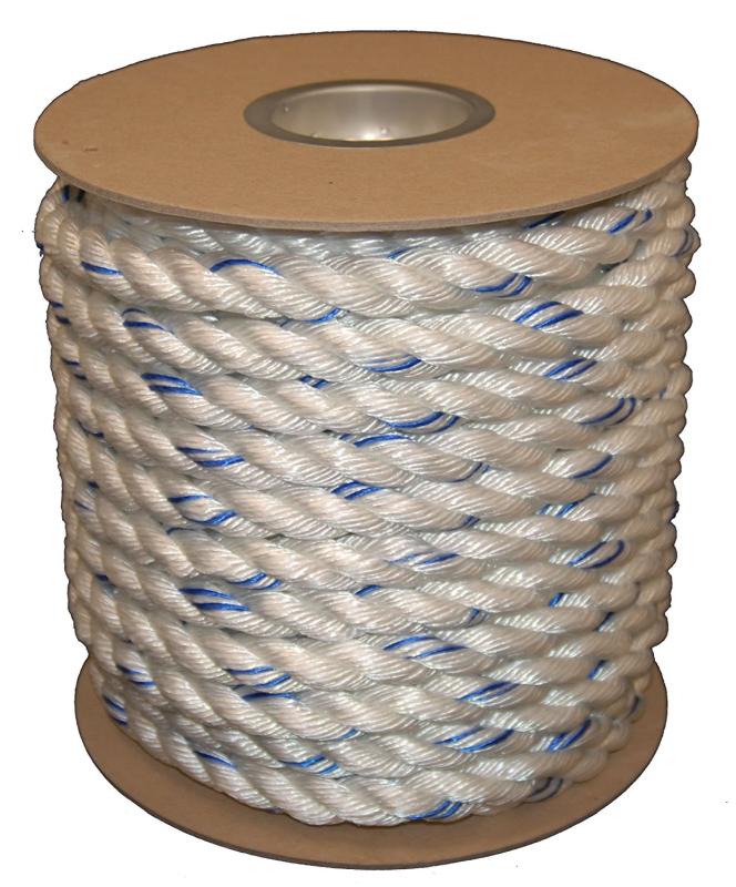 5/8 x 600' Combo Safety Rope White w/Blue Tracer