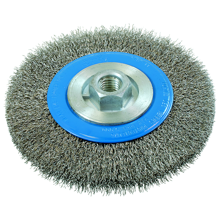 6 x 5/8 with S/S wires - Wire wheel brush 6 dia. by 5/8 thickness