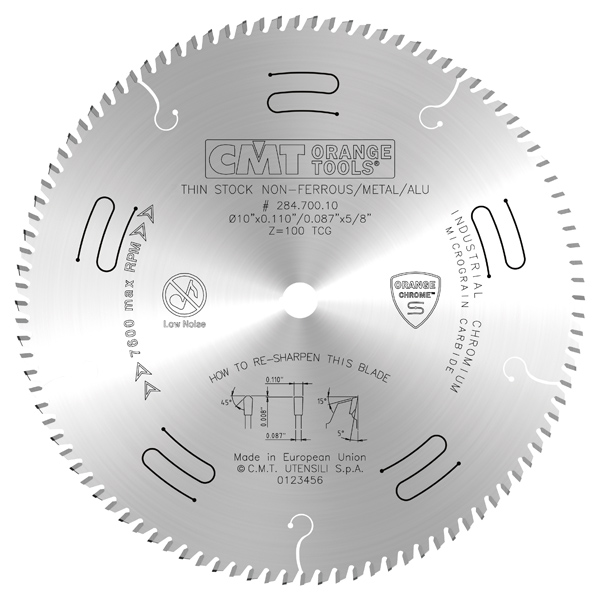 CMT 10 x 100T x 5/8 Industrial Thin Stock Non-Ferrous Tungsten Carbide Tipped Circular Saw Blade