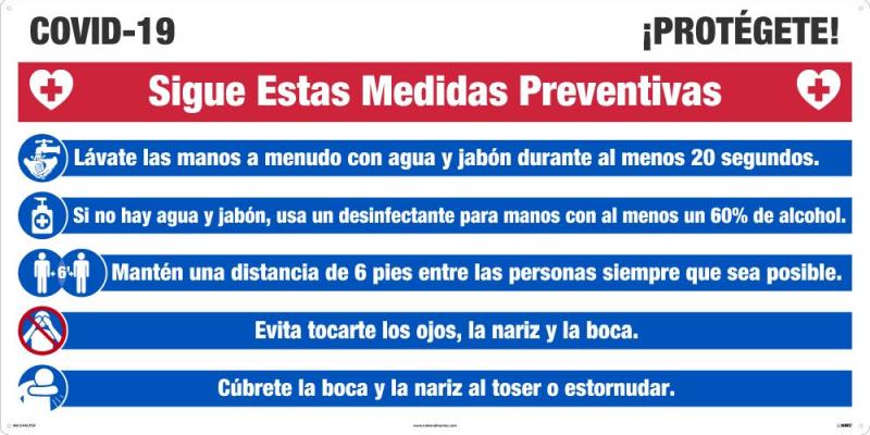 COVID-19 PROTECT YOURSELF, LG FORMAT SIGN, SPANISH