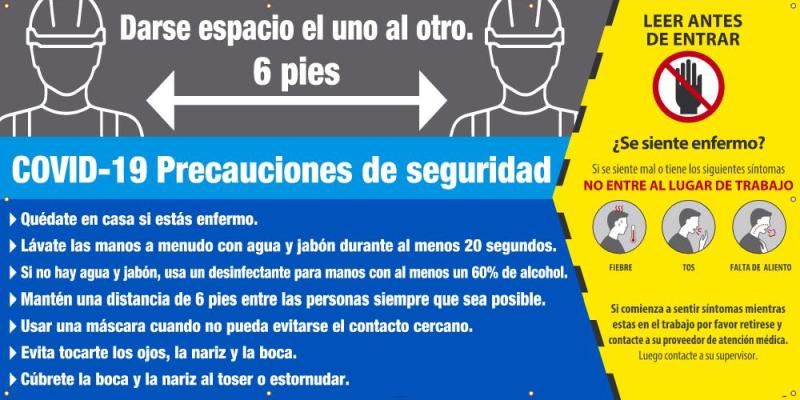 COVID-19 SAFETY PRECAUTIONS BANNER SPANISH