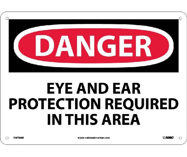 Danger Eye And Ear Protection Required In This Area Sign Mutual Screw