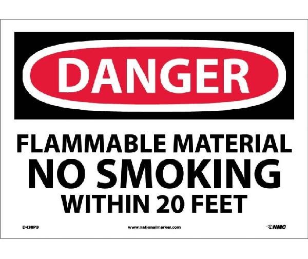 DANGER FLAMMABLE MATERIAL NO SMOKING SIGN - Mutual Screw & Supply
