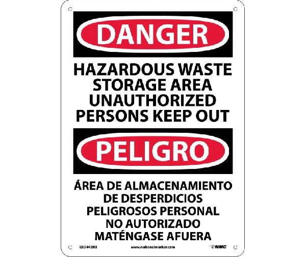 DANGER HAZARDOUS WASTE STORAGE AREA SIGN - BILINGUAL - Mutual Screw ...