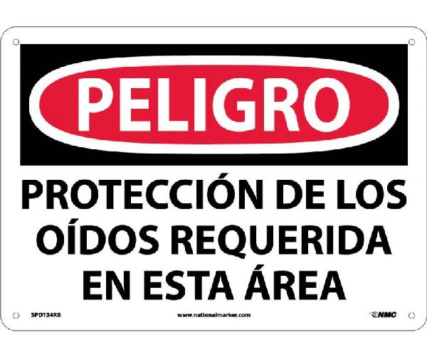 DANGER HEARING PROTECTION REQUIRED SIGN - SPANISH - Mutual Screw & Supply