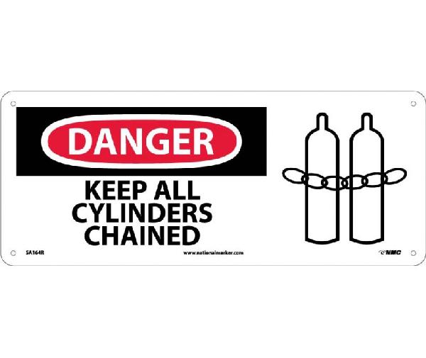 DANGER KEEP ALL CYLINDERS CHAINED SIGN - Mutual Screw & Supply